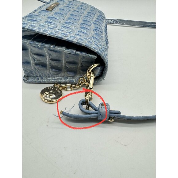 BRAHMIN Minuette croc embossed leather phone crossbody bag wallet BLUE-Defective - Picture 13 of 15